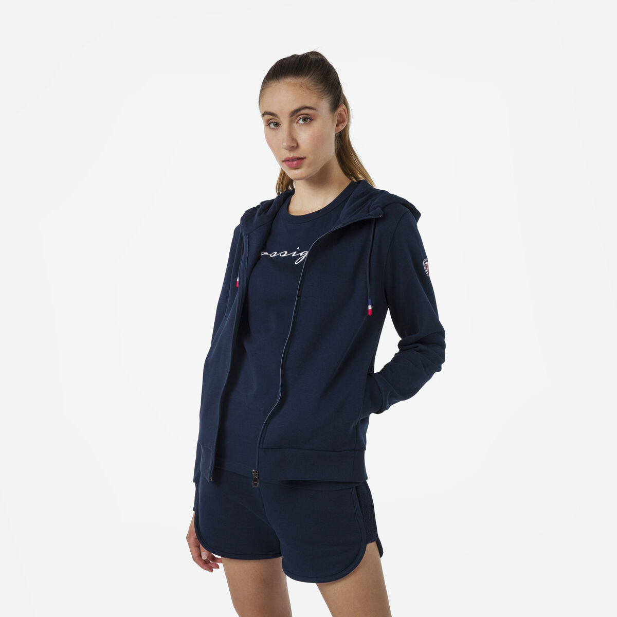 Rossignol Women's full-zip hooded logo fleece sweatshirt blue