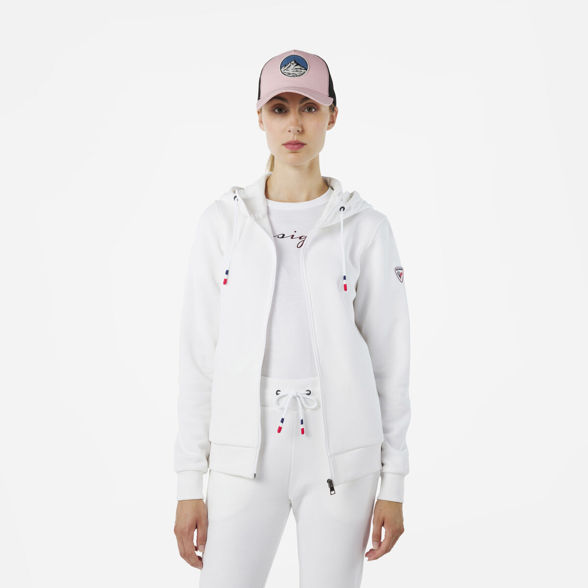 Rossignol Sweat à capuche zippé molletonné Logo Femme white