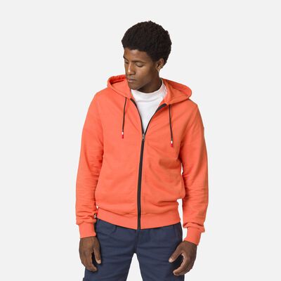 Rossignol Herrensweatshirt aus Baumwolle mit Kapuze, Logo und durchgehendem Reißverschluss orange