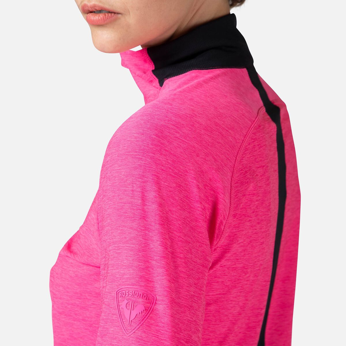 Rossignol Melierter Wanderpullover mit halblangem Reißverschluss für Damen pinkpurple