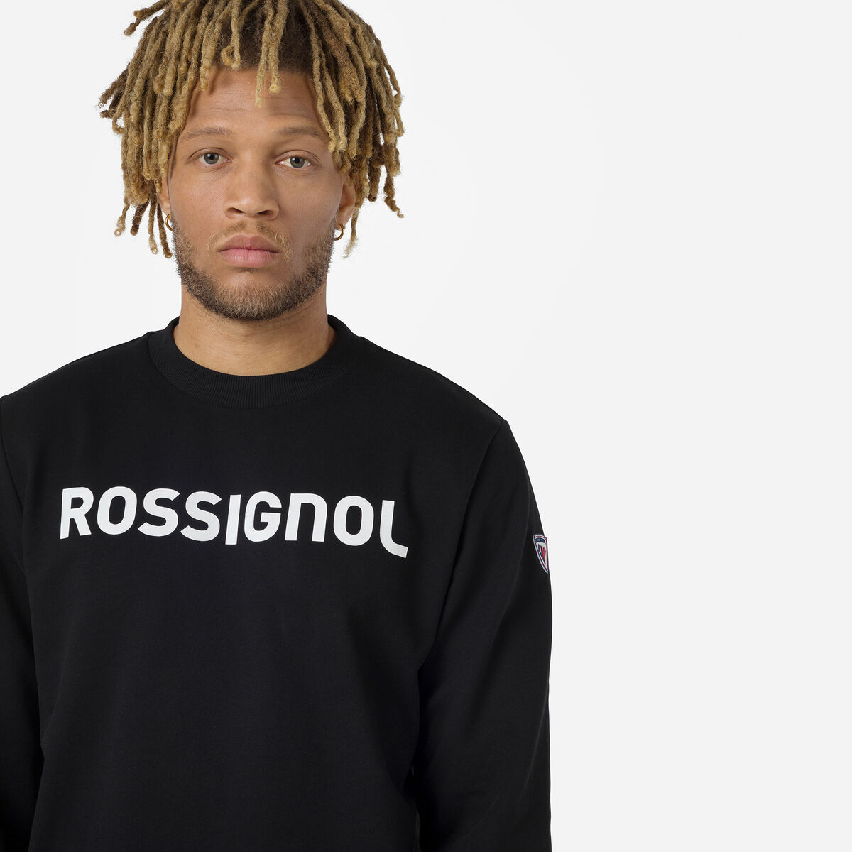 Rossignol Herrensweatshirt aus Baumwolle mit Logo und Rundhalsausschnitt black