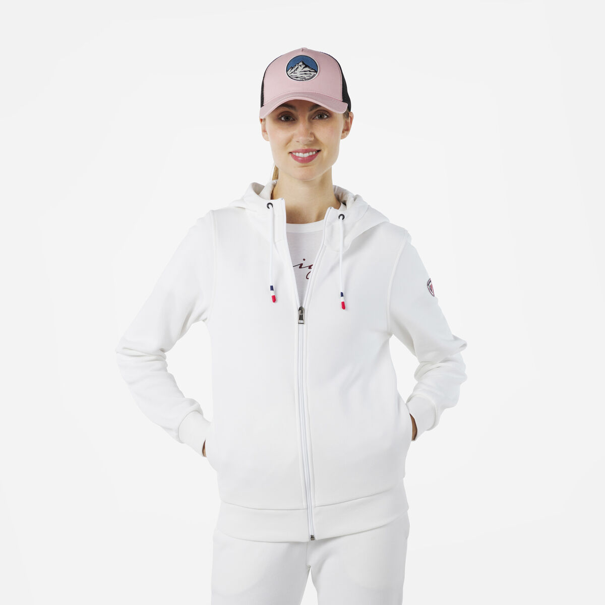 Rossignol Sweat à capuche zippé molletonné Logo Femme White