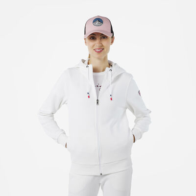 Rossignol Women's full-zip hooded logo fleece sweatshirt white