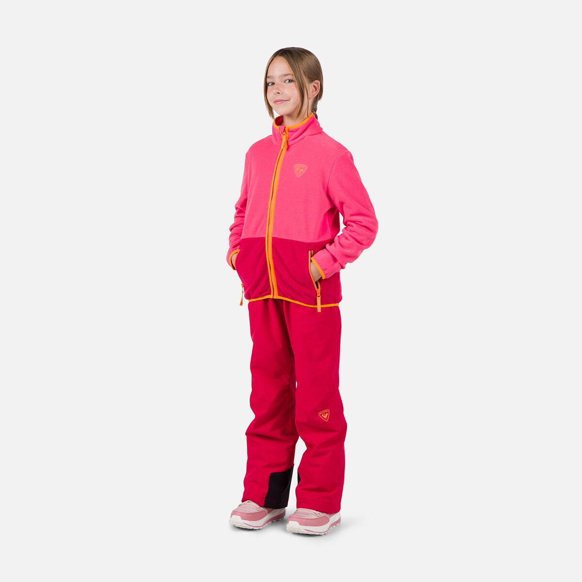 Rossignol Junior-Fleecejacke mit durchgehendem Reißverschluss Strawpile Pink/Purple