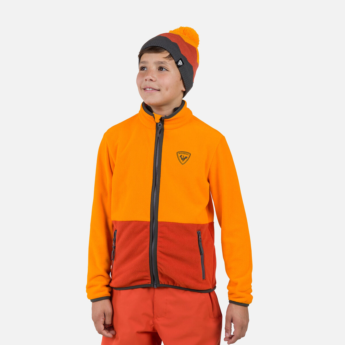 Rossignol Junior-Fleecejacke mit durchgehendem Reißverschluss Strawpile Orange