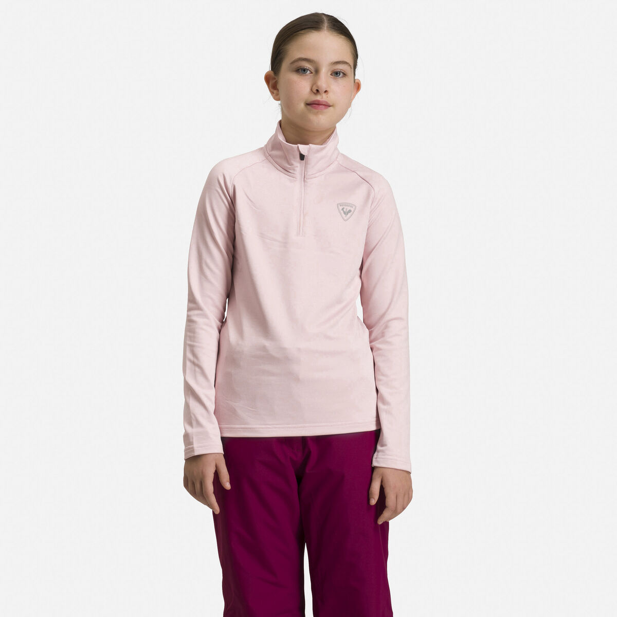 Rossignol Girls' Half-Zip Stretch Fleece Midlayer Pink/Purple