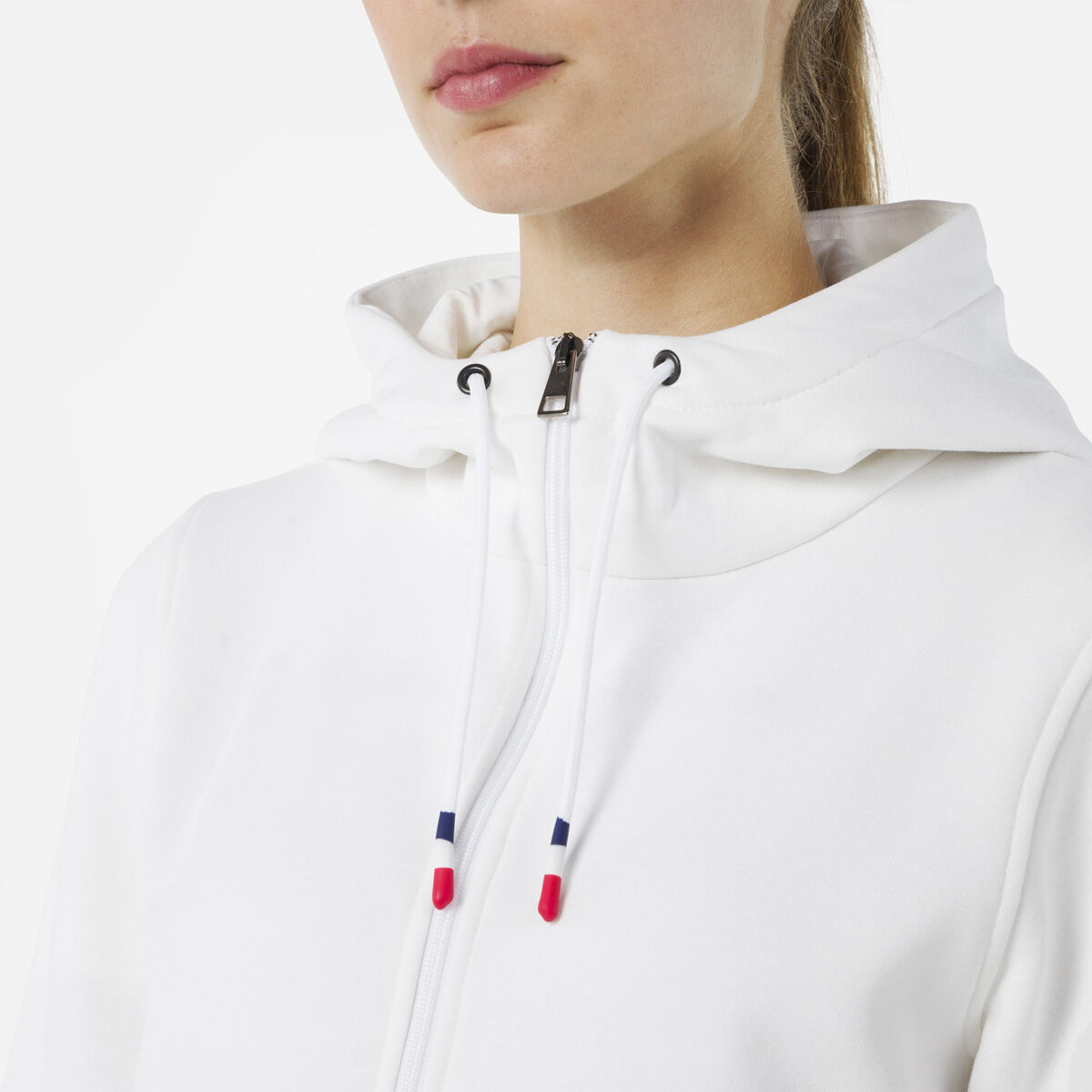 Rossignol Felpa felpata con cappuccio e zip integrale donna logo white