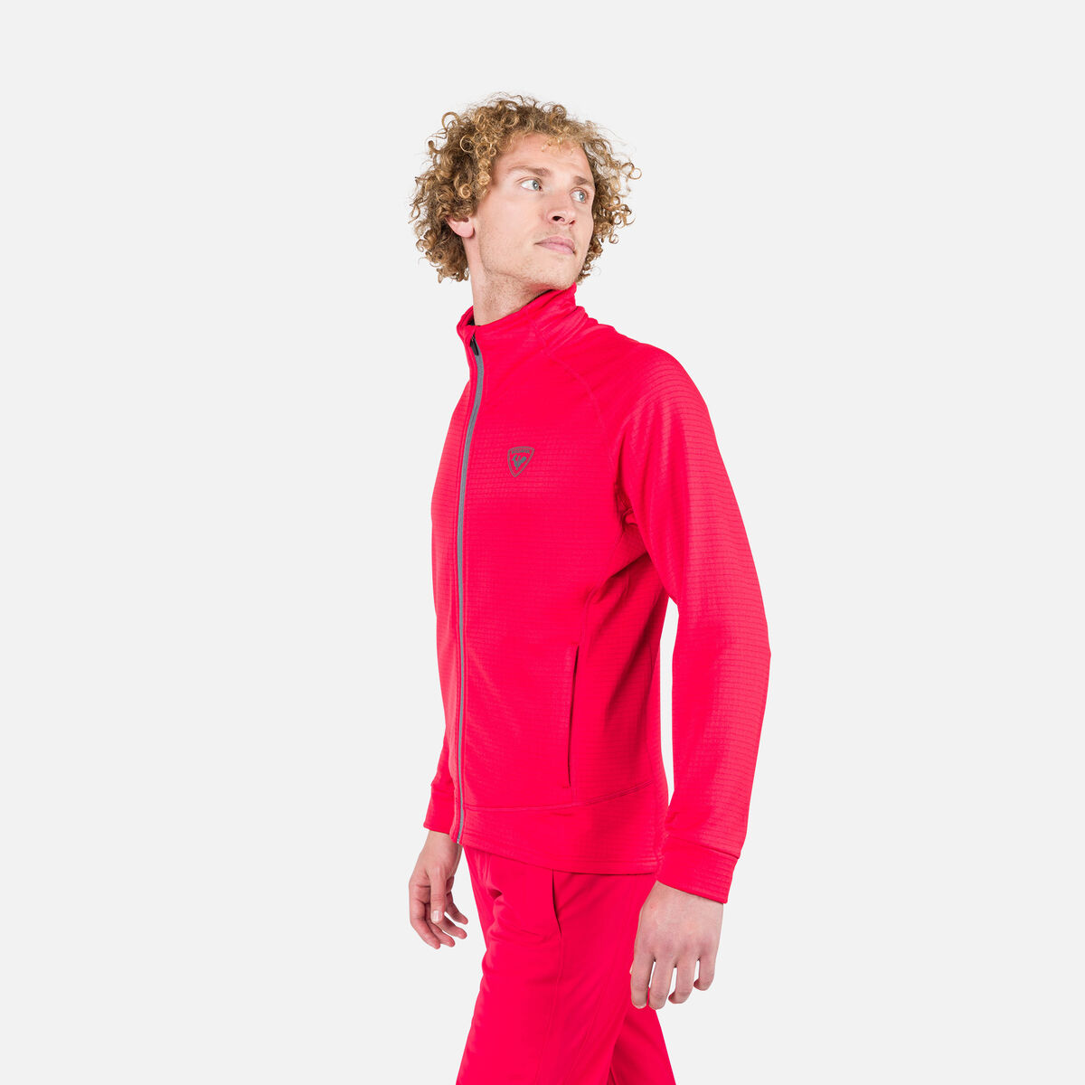 Rossignol Giacca in pile uomo con zip integrale Blackside Red