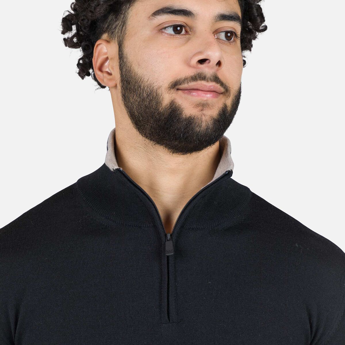 Rossignol Gestreifter Herrenstrickpullover mit halblangem Reißverschluss black