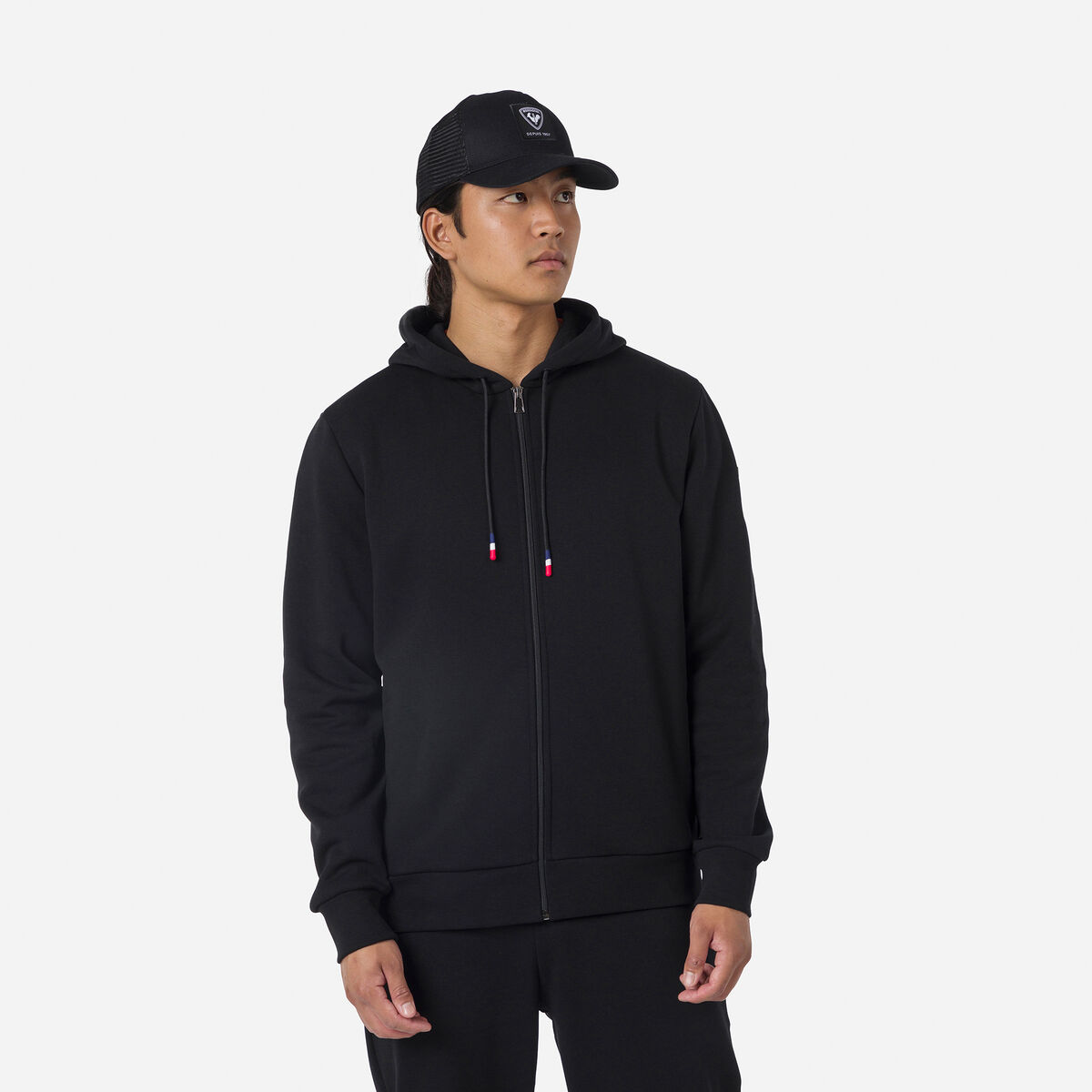 Rossignol Men's full-zip hooded logo cotton sweatshirt black