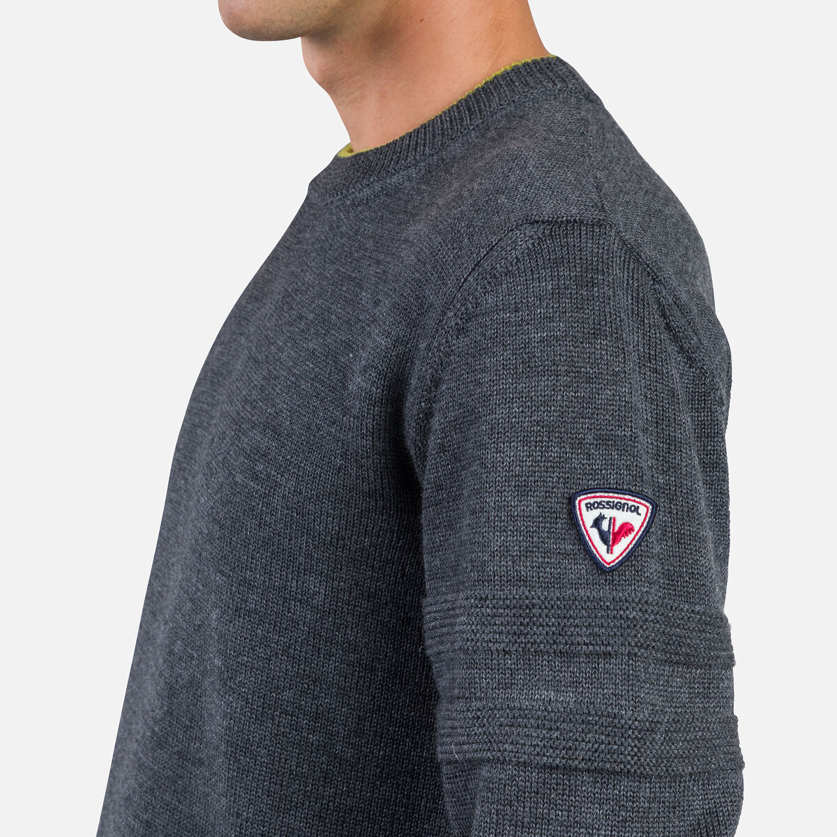 Rossignol Gestreifter Herrenstrickpullover mit Rundhalsausschnitt grey