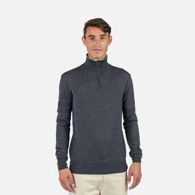 Rossignol Gestreifter Herrenstrickpullover mit halblangem Reißverschluss grey