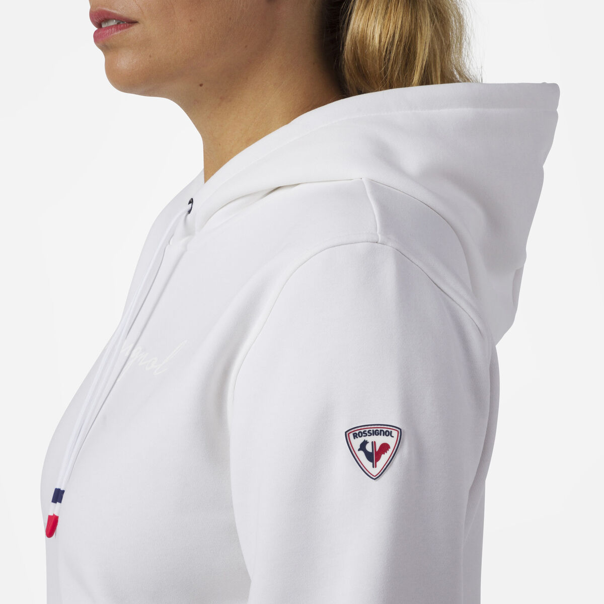 Rossignol Felpa felpata con cappuccio donna logo white