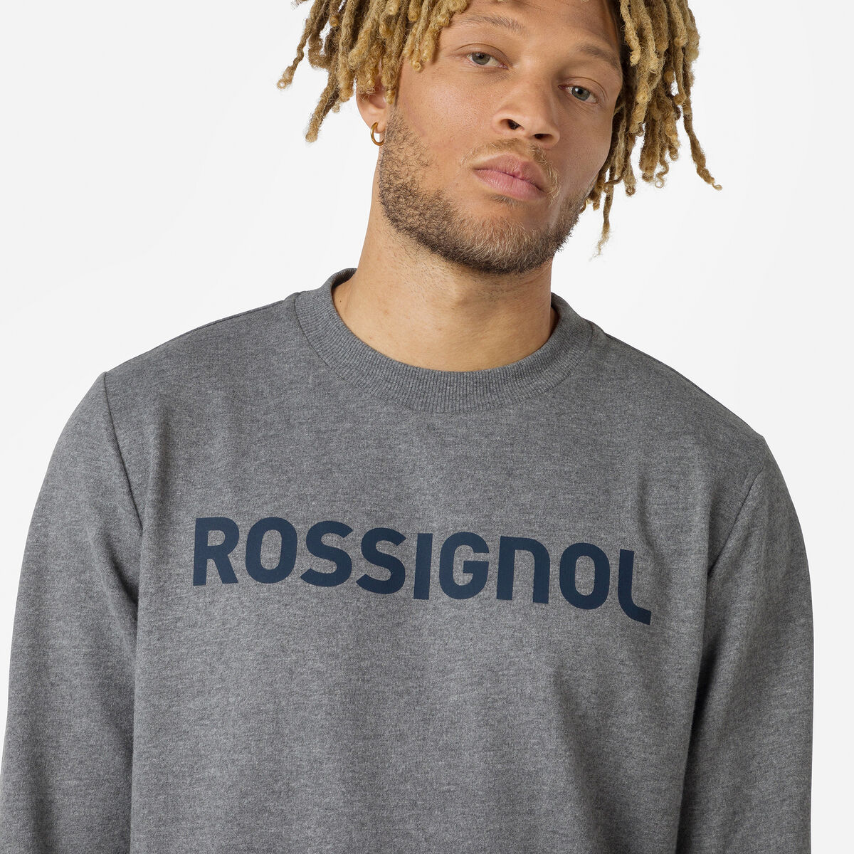 Rossignol Herrensweatshirt aus Baumwolle mit Logo und Rundhalsausschnitt grey