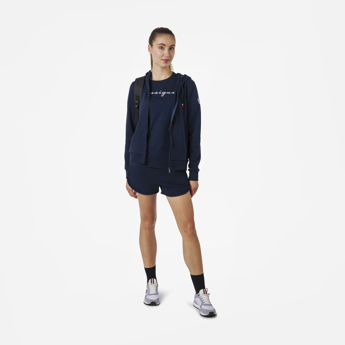 Rossignol Sweat à capuche zippé molletonné Logo Femme Blue