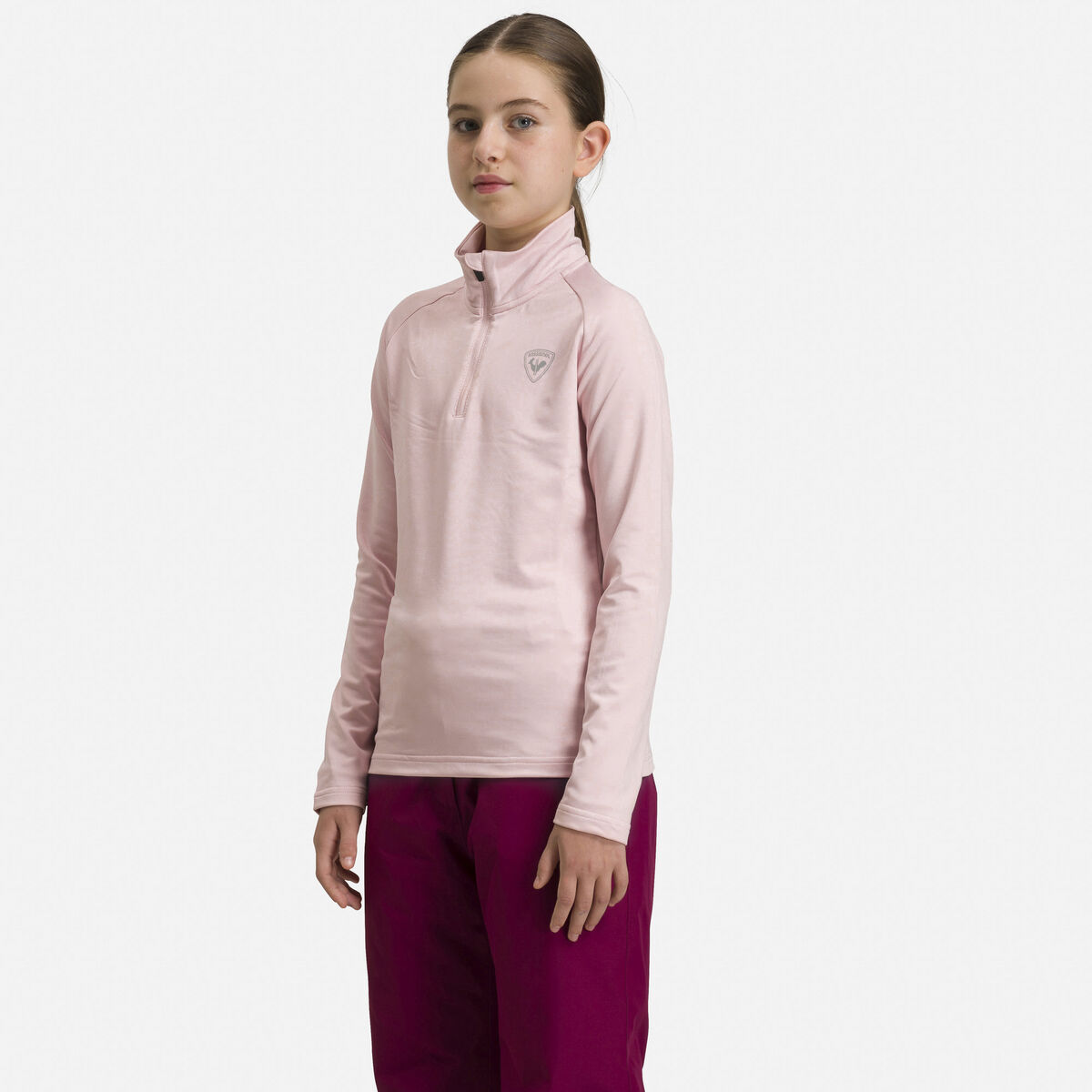 Rossignol Girls' Half-Zip Stretch Fleece Midlayer pinkpurple