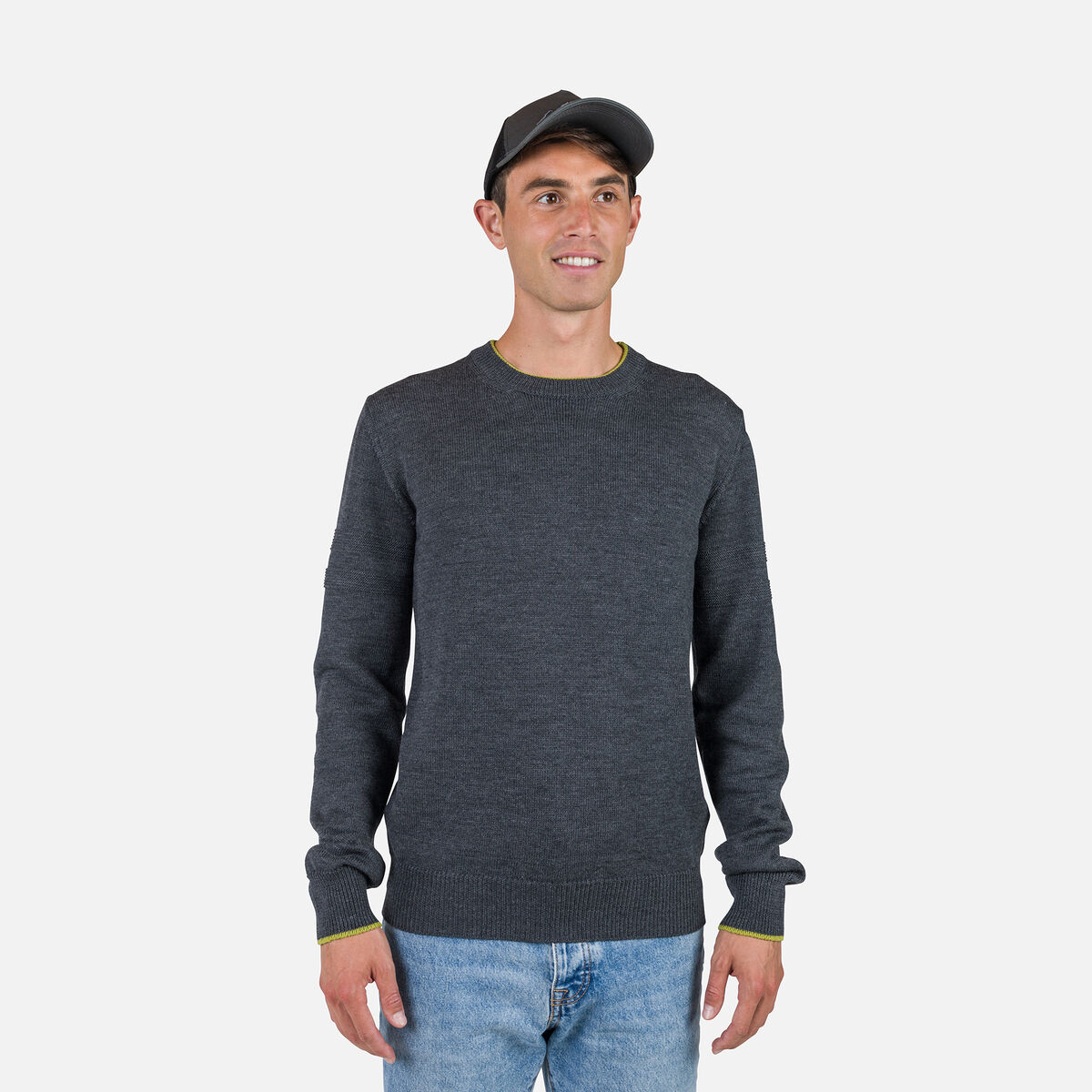 Rossignol Men's Stripe Crew Neck Knit Sweater Grey