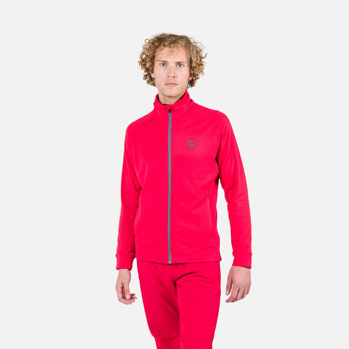 Rossignol Giacca in pile uomo con zip integrale Blackside Red