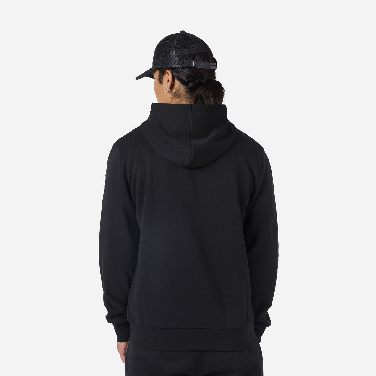 Rossignol Herrensweatshirt aus Baumwolle mit Kapuze, Logo und durchgehendem Reißverschluss Black