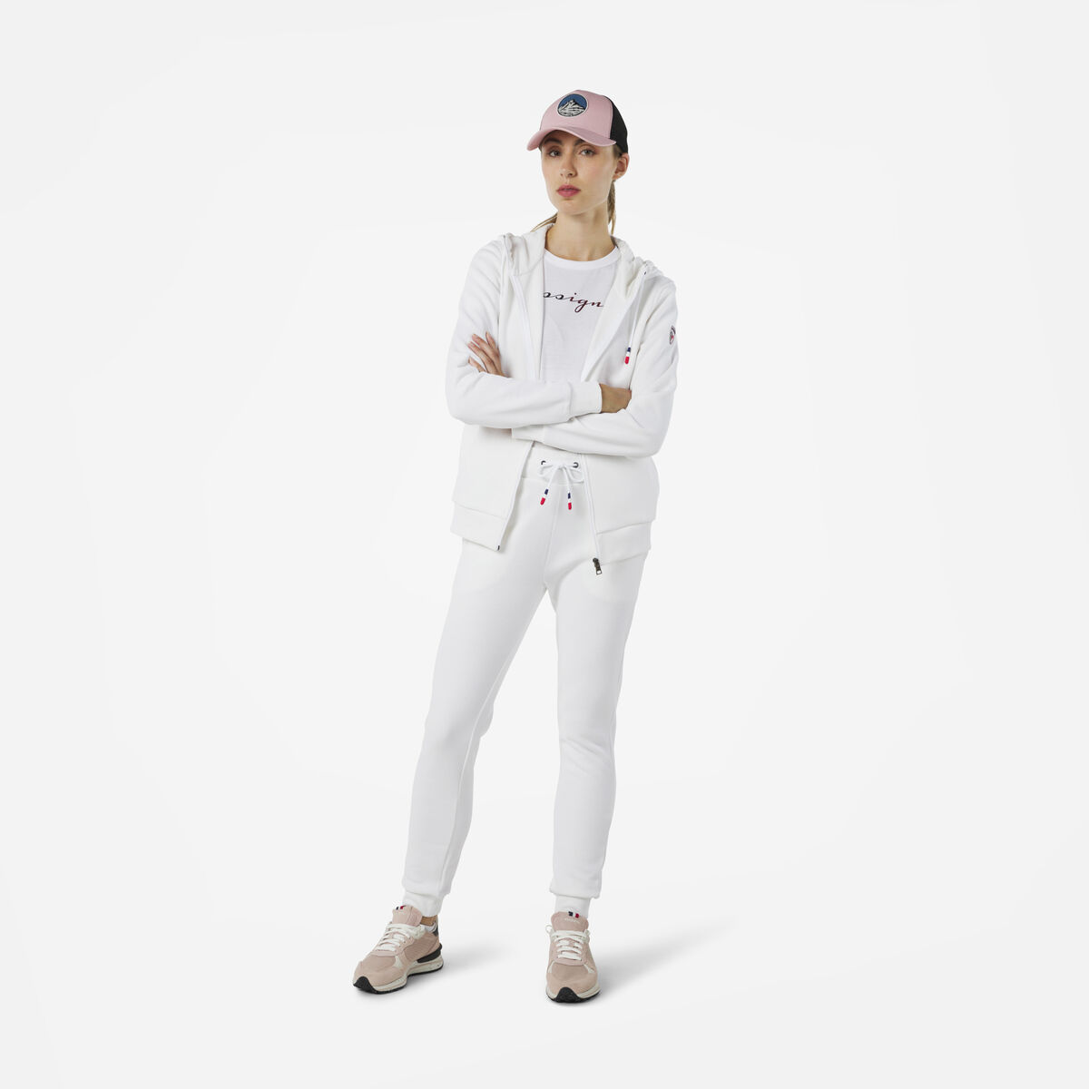 Rossignol Women's full-zip hooded logo cotton sweatshirt White