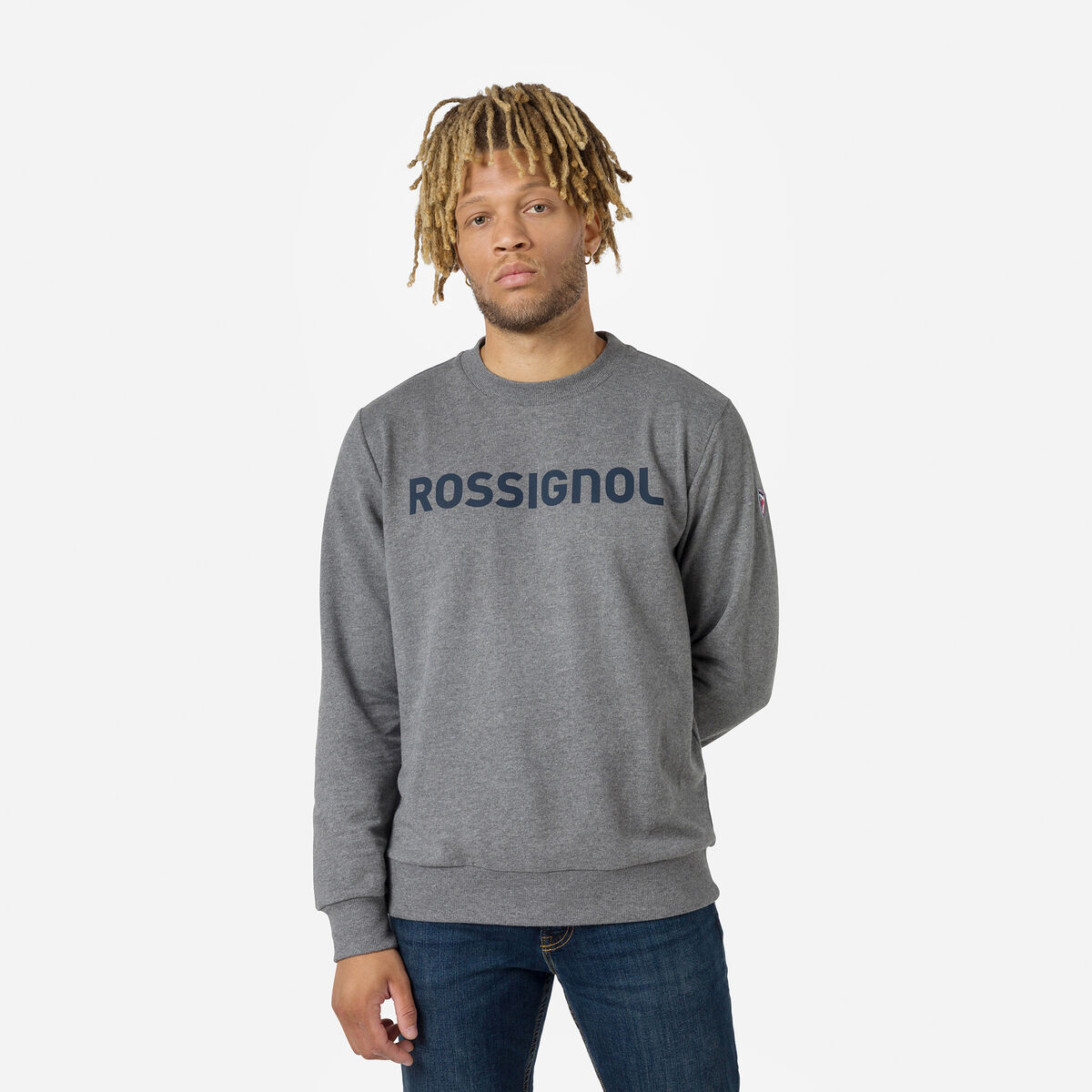Rossignol Herrensweatshirt aus Baumwolle mit Logo und Rundhalsausschnitt Grey