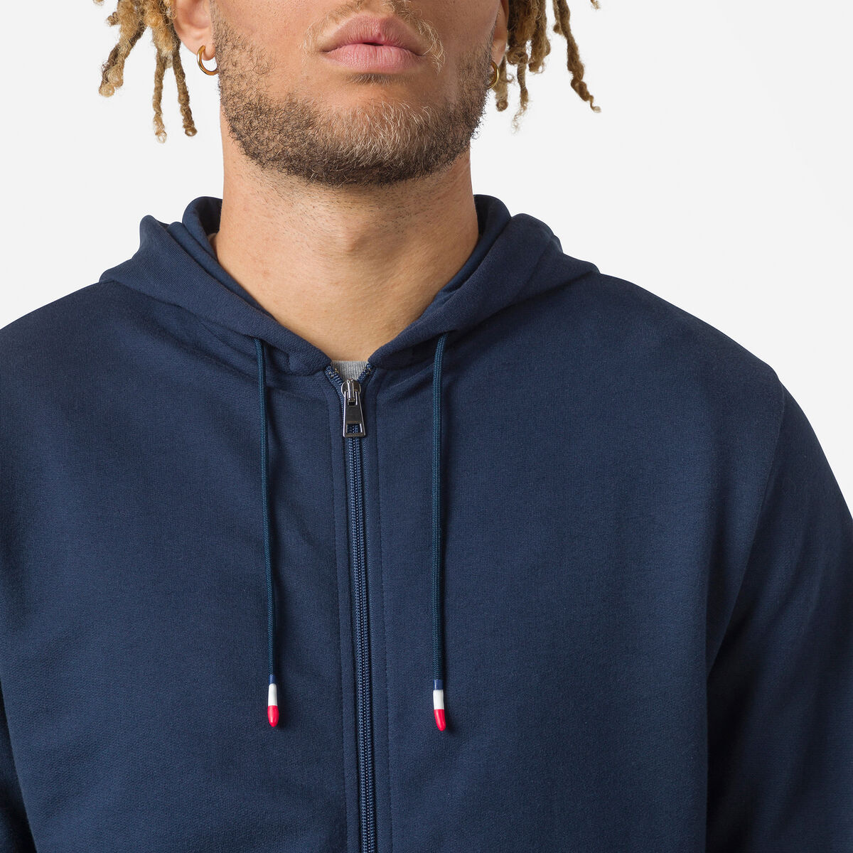 Rossignol Men's full-zip hooded logo cotton sweatshirt blue