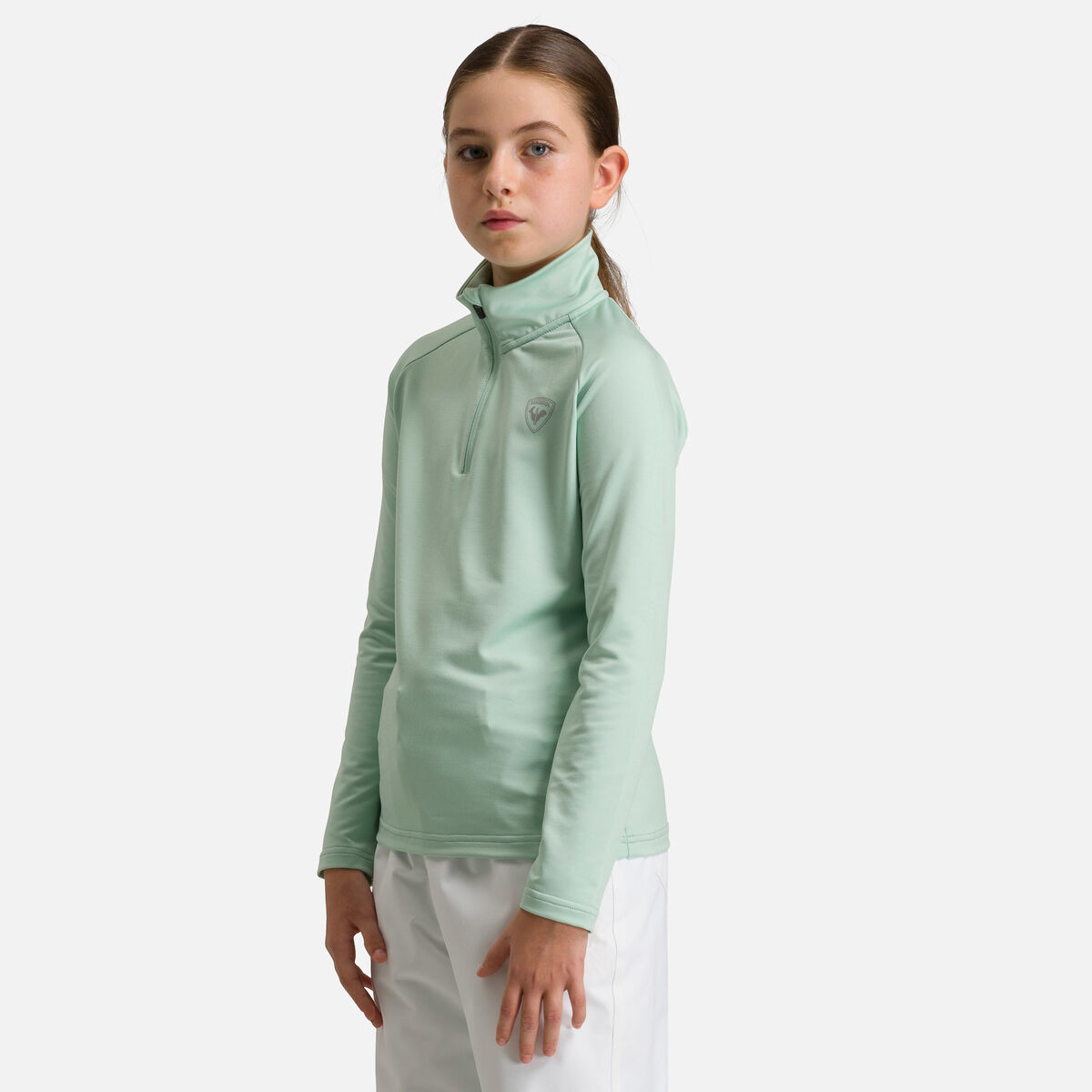 Rossignol Girls' Half-Zip Stretch Fleece Midlayer Green
