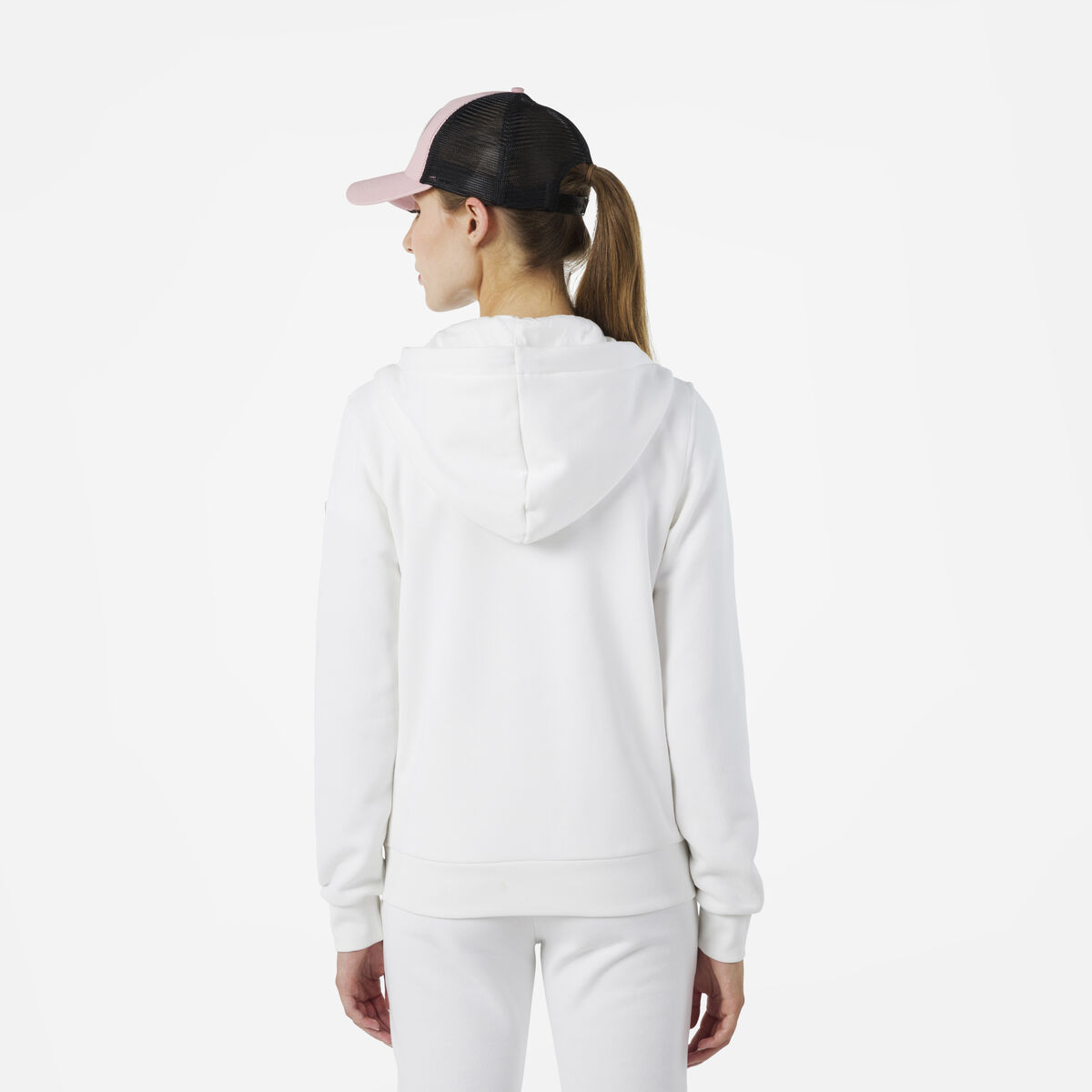 Rossignol Logo Damensweatshirt mit Kapuze und durchgehendem Reißverschluss White