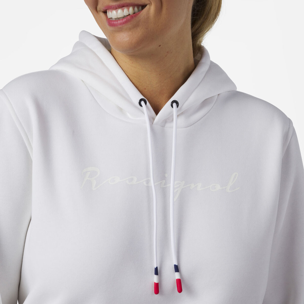 Rossignol Felpa felpata con cappuccio donna logo white