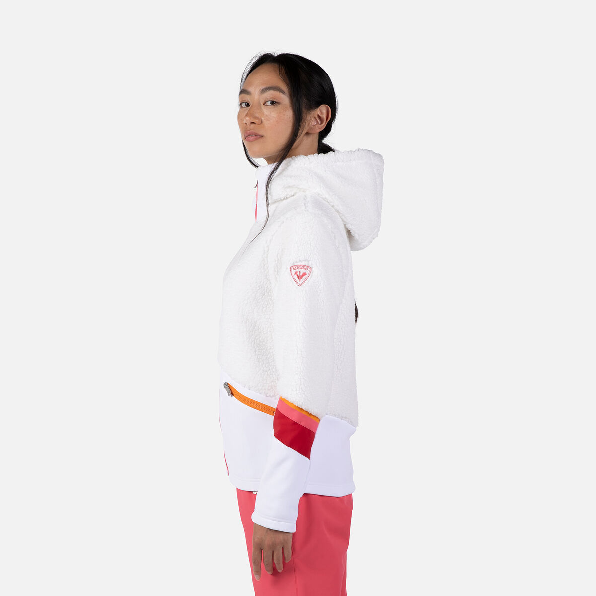 Rossignol Chaqueta polar mujer con capucha y cremallera integral Wispile White