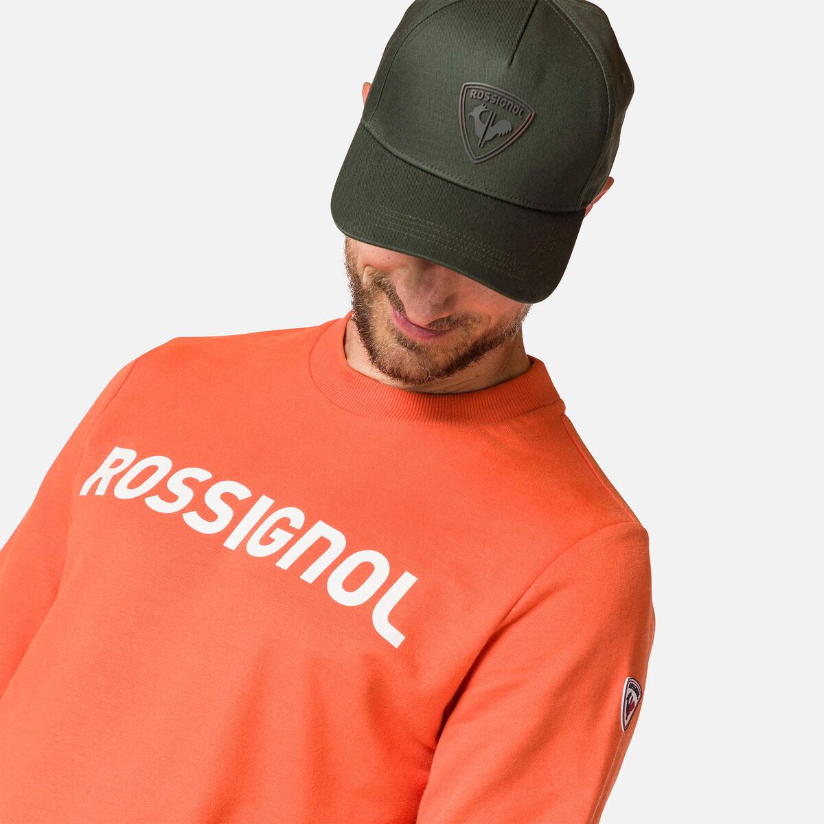 Rossignol Herrensweatshirt aus Baumwolle mit Logo und Rundhalsausschnitt orange