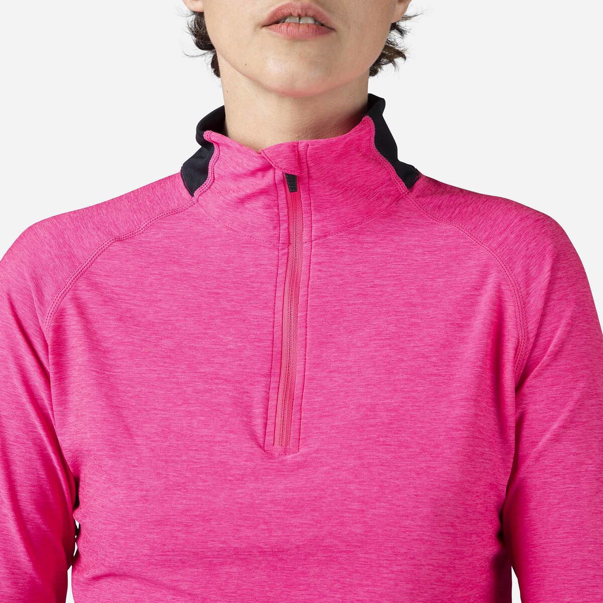 Rossignol Melierter Wanderpullover mit halblangem Reißverschluss für Damen pinkpurple