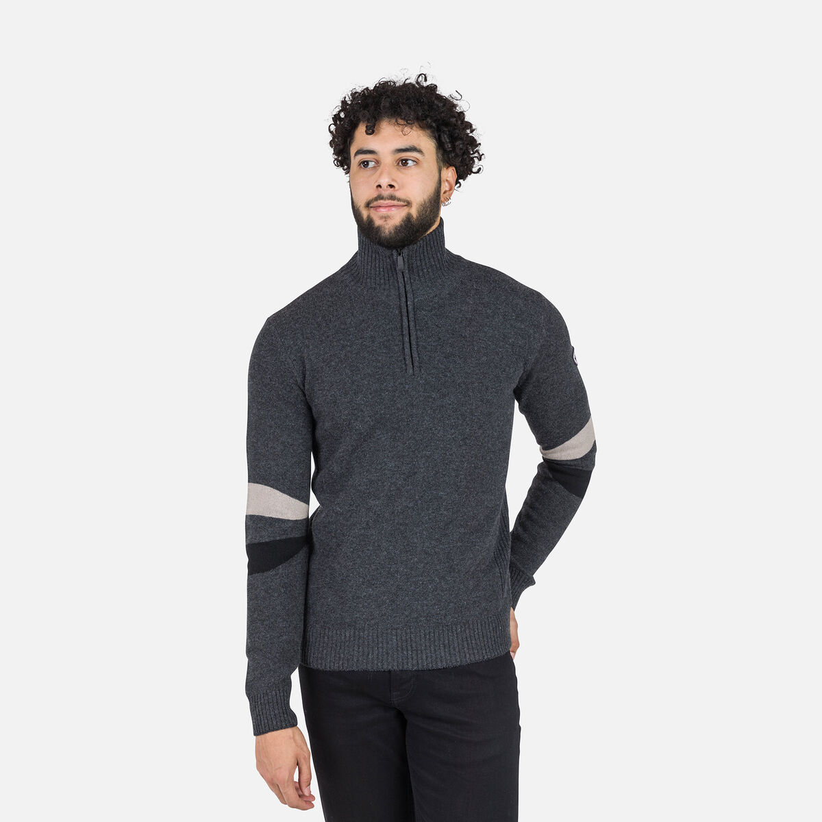 Rossignol Herrenstrickpullover mit halblangem Reißverschluss Signature Grey