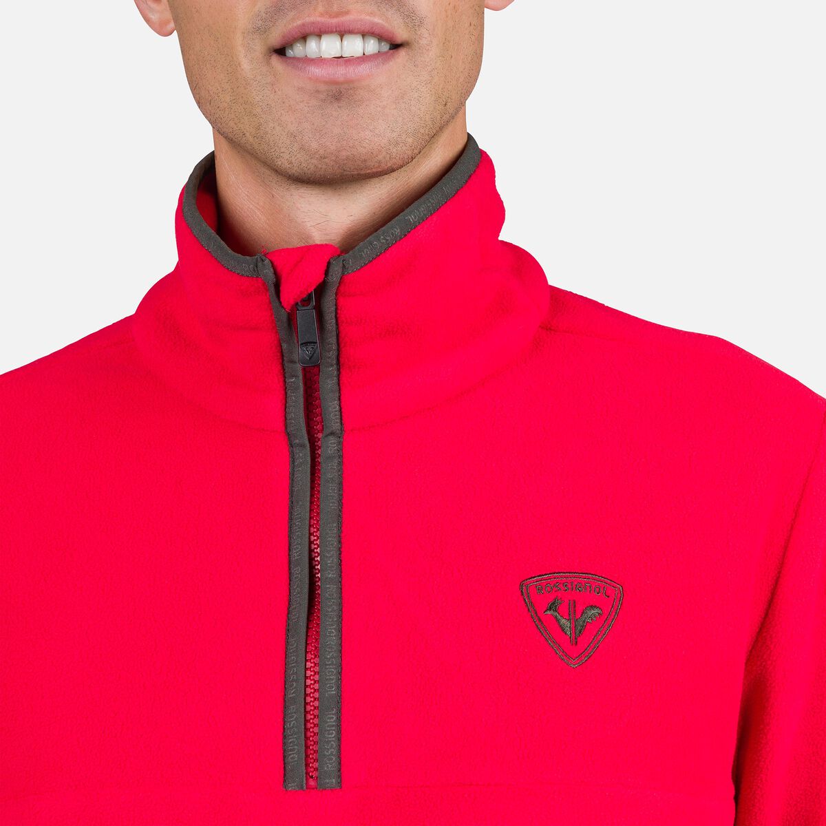 Rossignol Men's Strawpile Half-Zip Fleece Top red