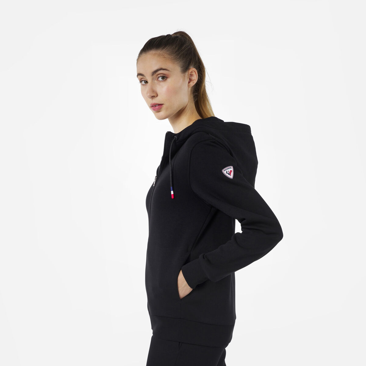 Rossignol Women's full-zip hooded logo fleece sweatshirt Black