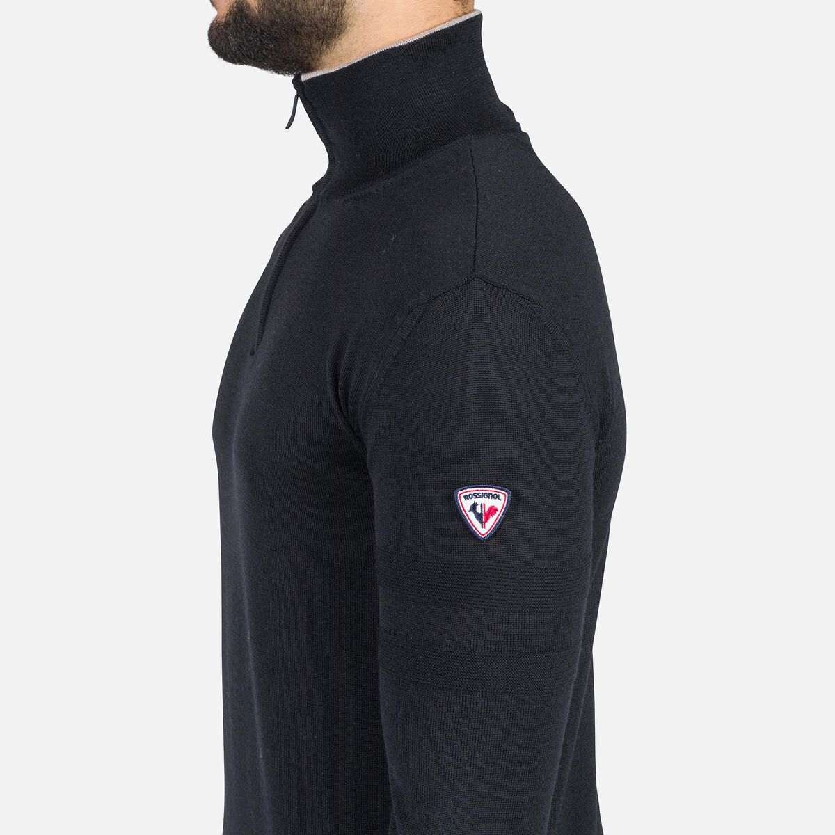 Rossignol Maglione a righe con mezza zip uomo black