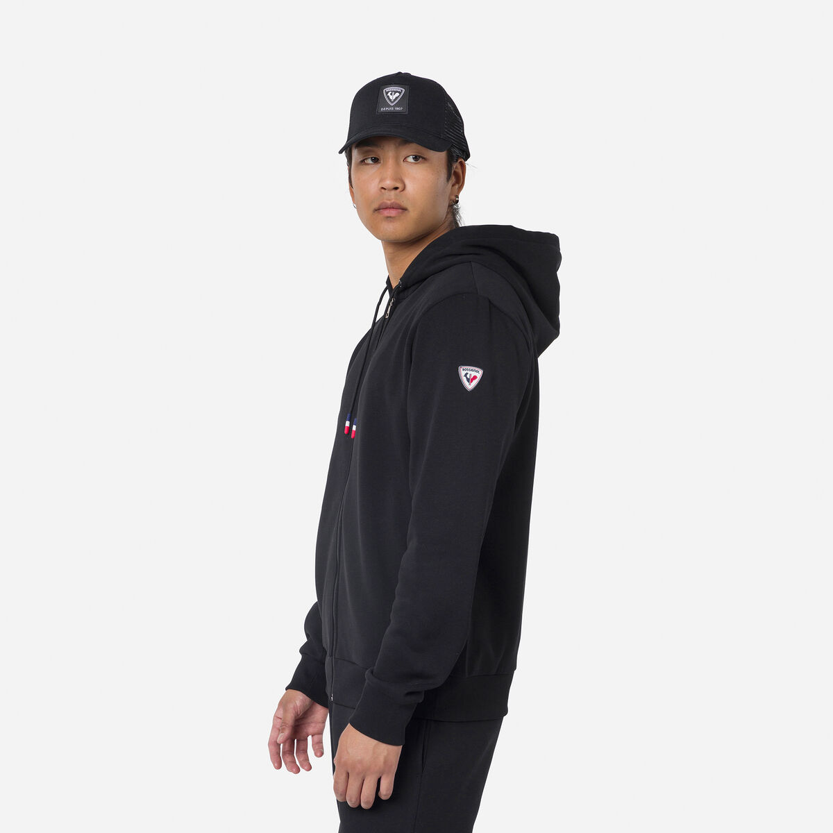 Rossignol Men's full-zip hooded logo cotton sweatshirt Black