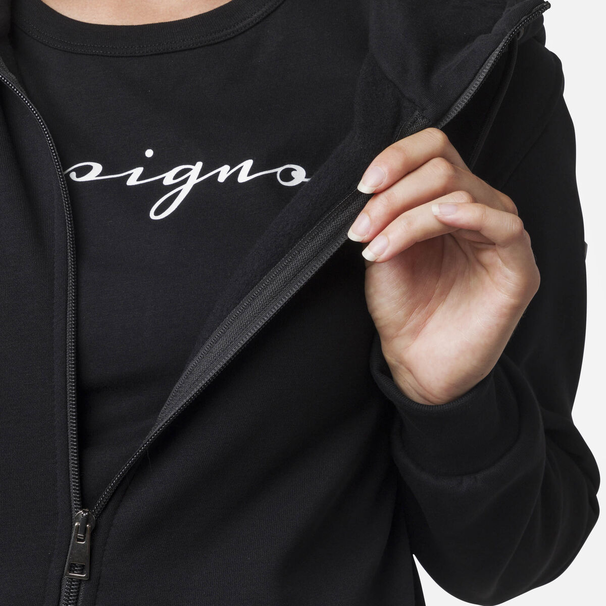 Rossignol Sweat à capuche zippé molletonné Logo Femme black