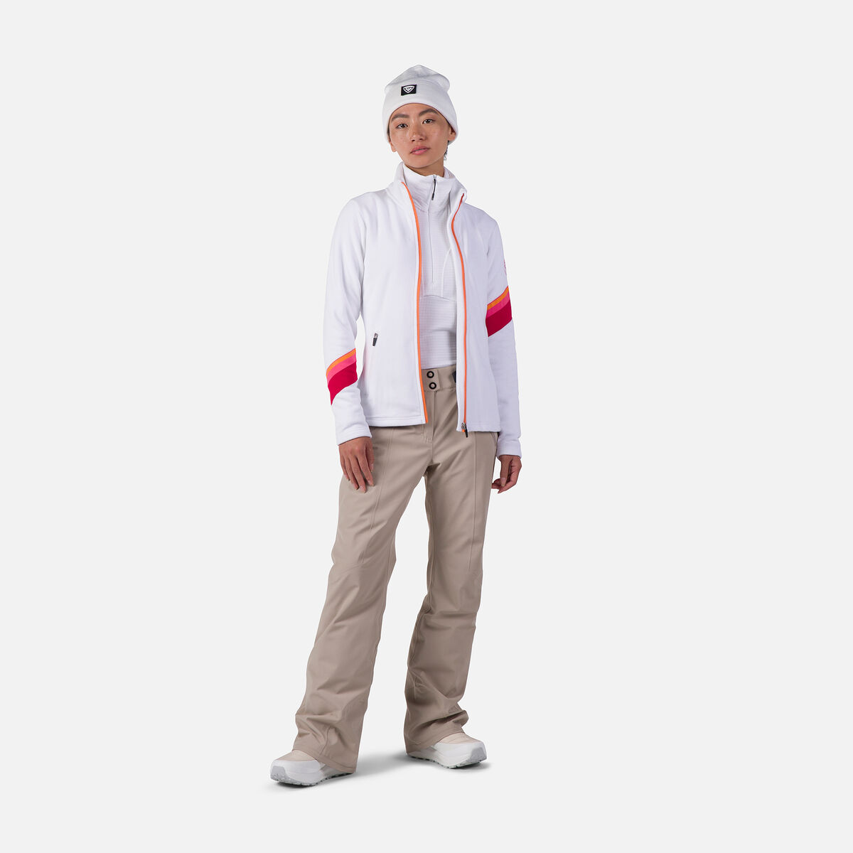 Rossignol Maglia in pile donna con mezza zip Blackside White