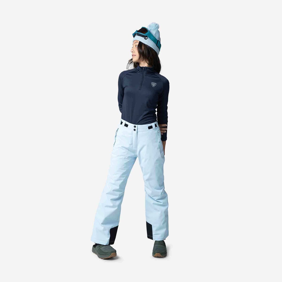 Rossignol Girls' Half-Zip Stretch Fleece Midlayer Blue