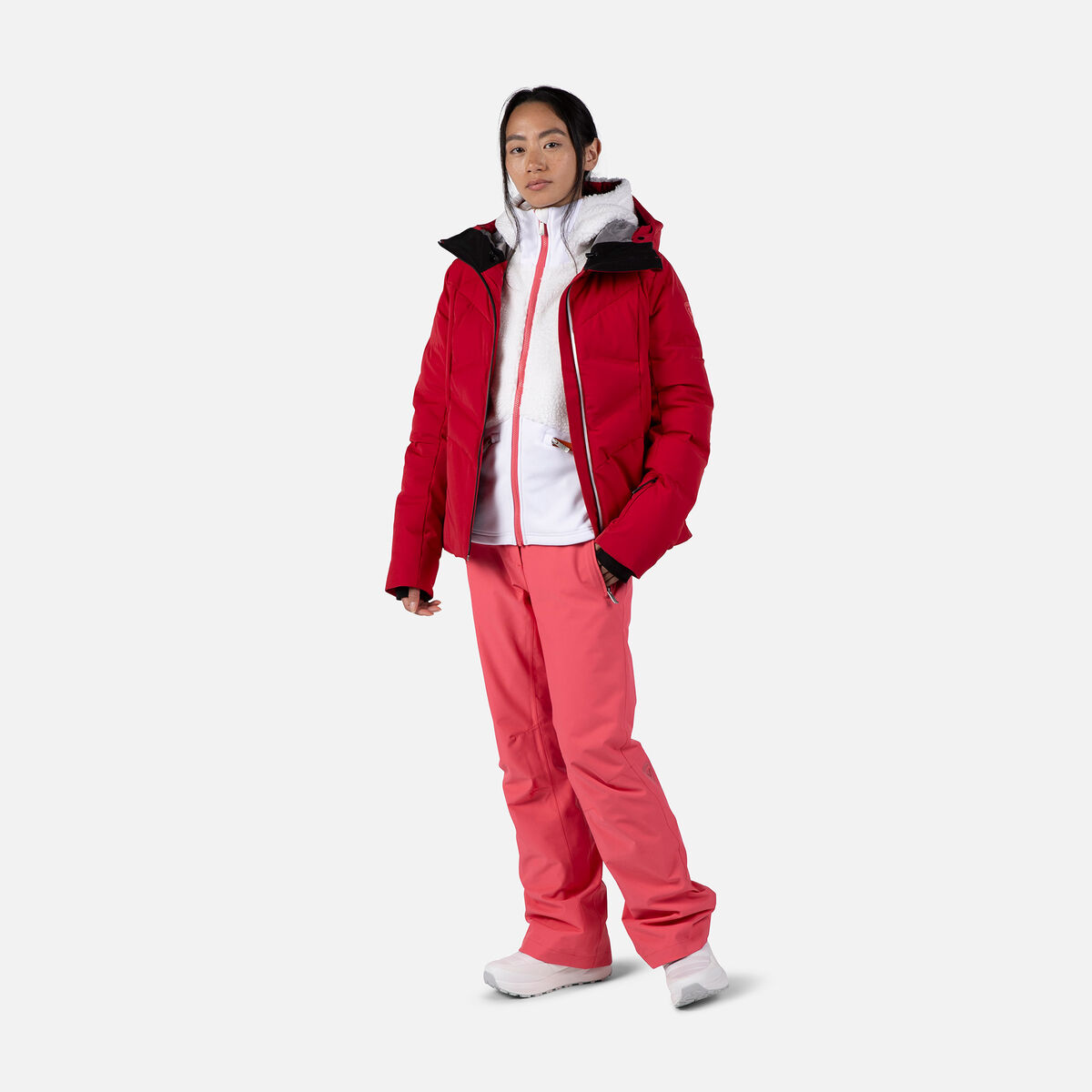 Rossignol Chaqueta polar mujer con capucha y cremallera integral Wispile White