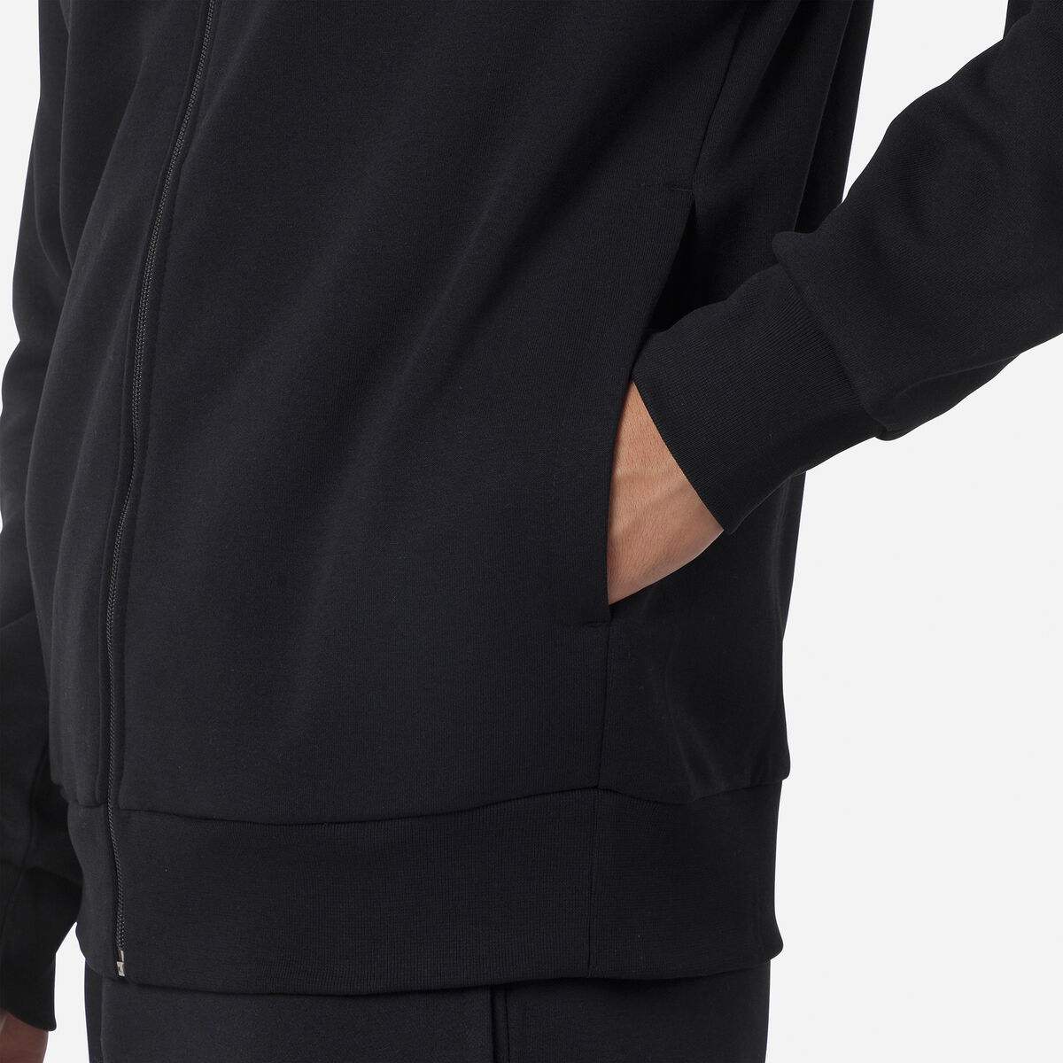 Rossignol Herrensweatshirt aus Baumwolle mit Kapuze, Logo und durchgehendem Reißverschluss black