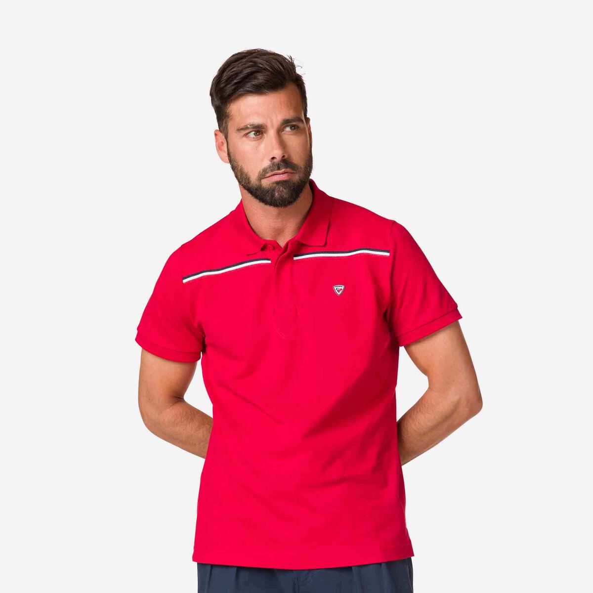 Rossignol Polo logo avec rayure homme Red