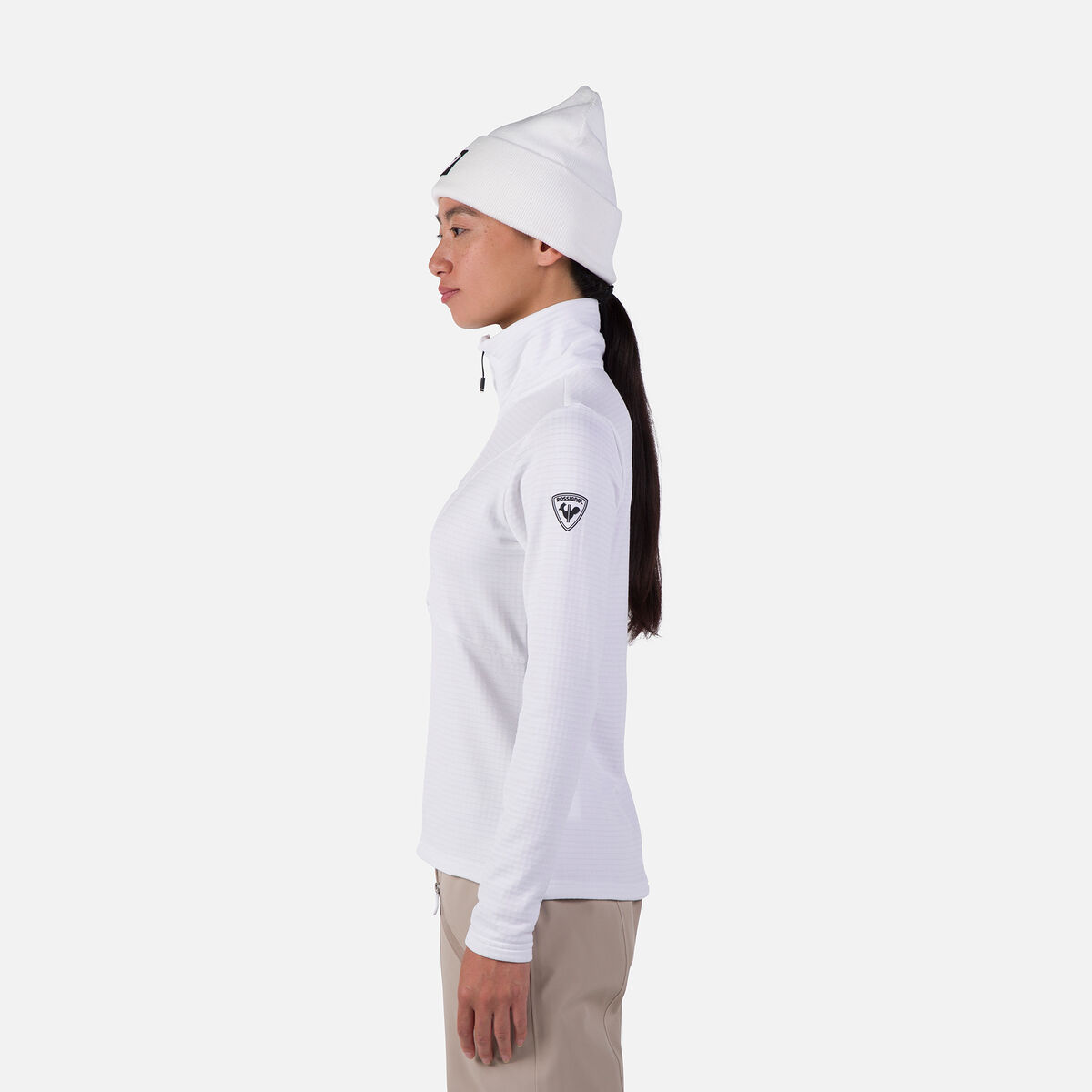 Rossignol Maglia in pile donna con mezza zip Blackside White