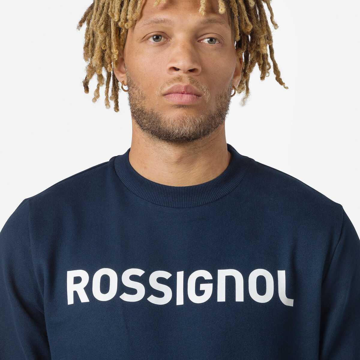 Rossignol Men's logo cotton sweatshirt round neck blue