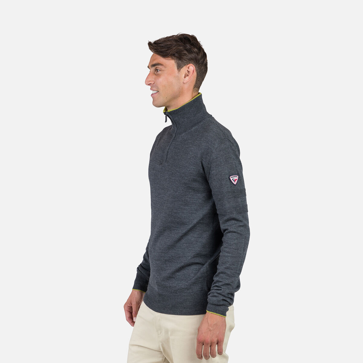 Rossignol Maglione a righe con mezza zip uomo Grey