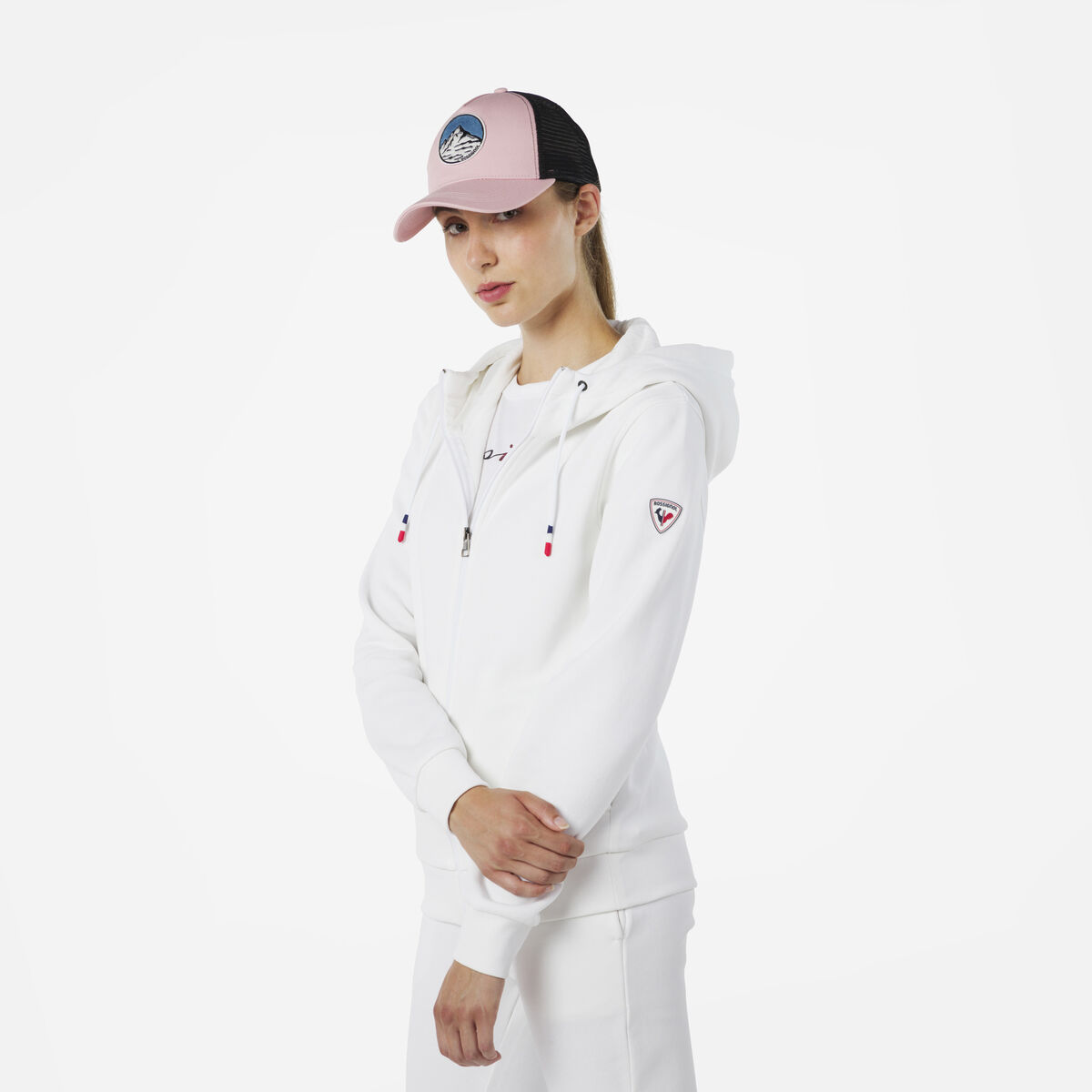 Rossignol Sweat en coton à capuche zippé Logo Femme White