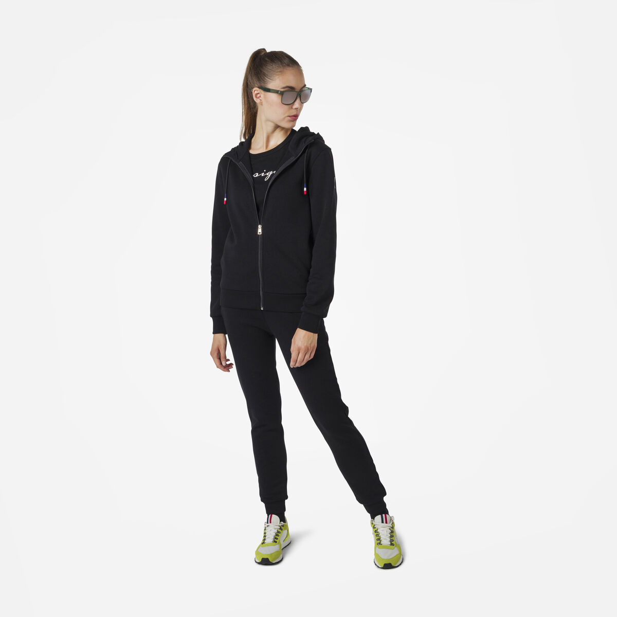 Rossignol Logo Damensweatshirt mit Kapuze und durchgehendem Reißverschluss Black