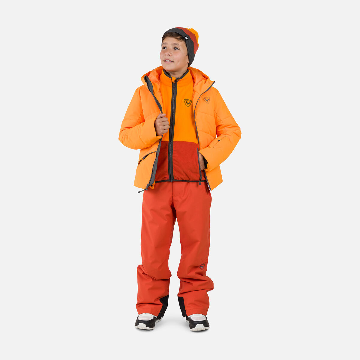 Rossignol Junior-Fleecejacke mit durchgehendem Reißverschluss Strawpile Orange