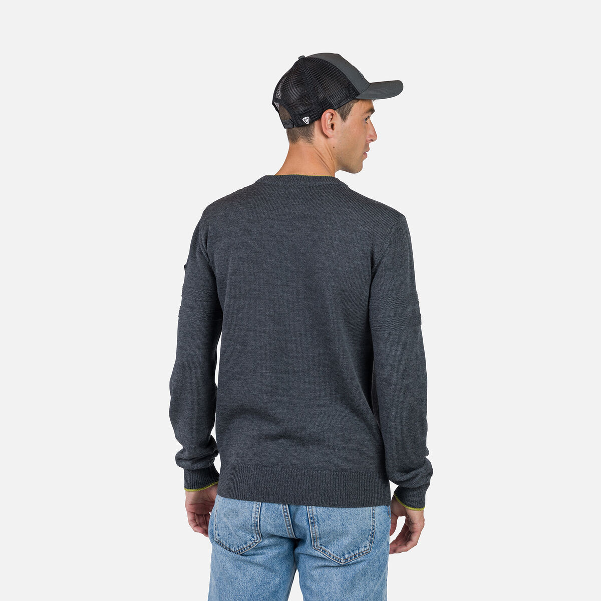 Rossignol Men's Stripe Crew Neck Knit Sweater Grey